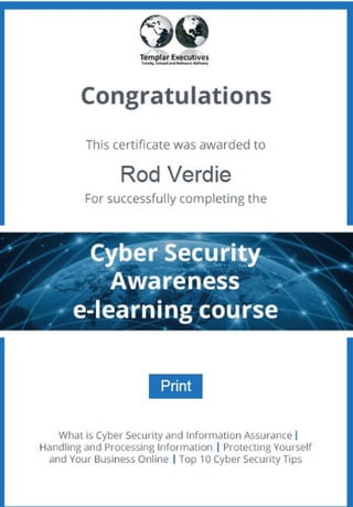 Rod Verdie It Tests Results, Certificates