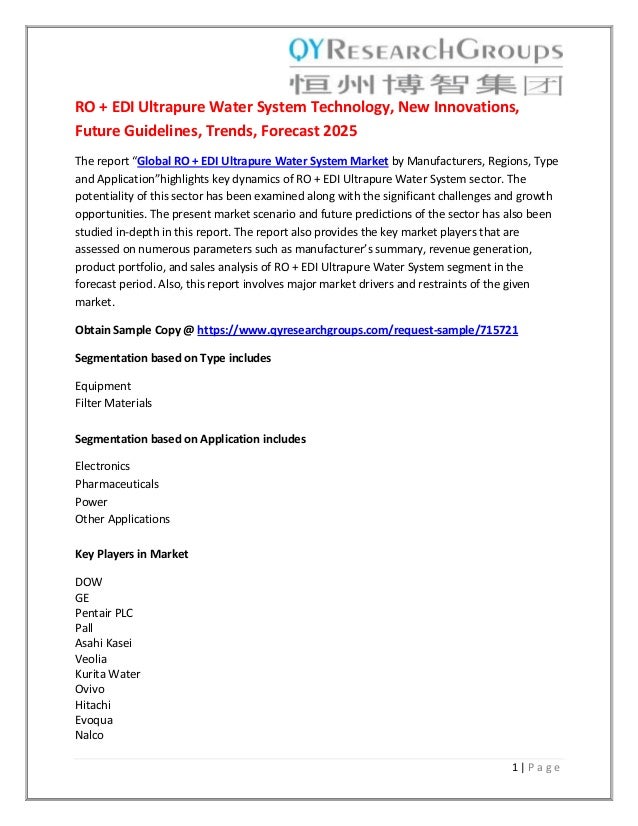 Ro Edi Ultrapure Water System Technology New Innovations Future G - 1 p a g e ro edi ultrapure water system technology new innovations