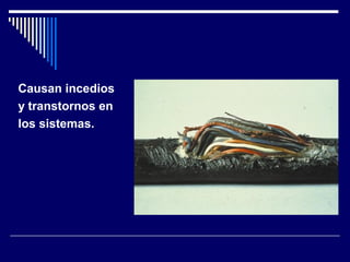 Causan incedios
y transtornos en
los sistemas.
 