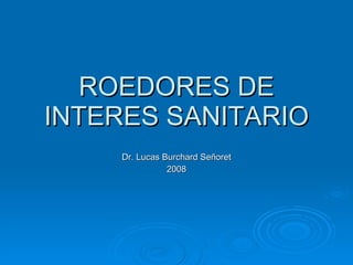 ROEDORES DE INTERES SANITARIO Dr. Lucas Burchard Señoret 2008 