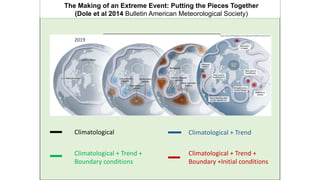 4
The Making of an Extreme Event: Putting the Pieces Together
(Dole et al 2014 Bulletin American Meteorological Society)
Climatological Climatological + Trend
Climatological + Trend +
Boundary conditions
Climatological + Trend +
Boundary +Initial conditions
2019
 