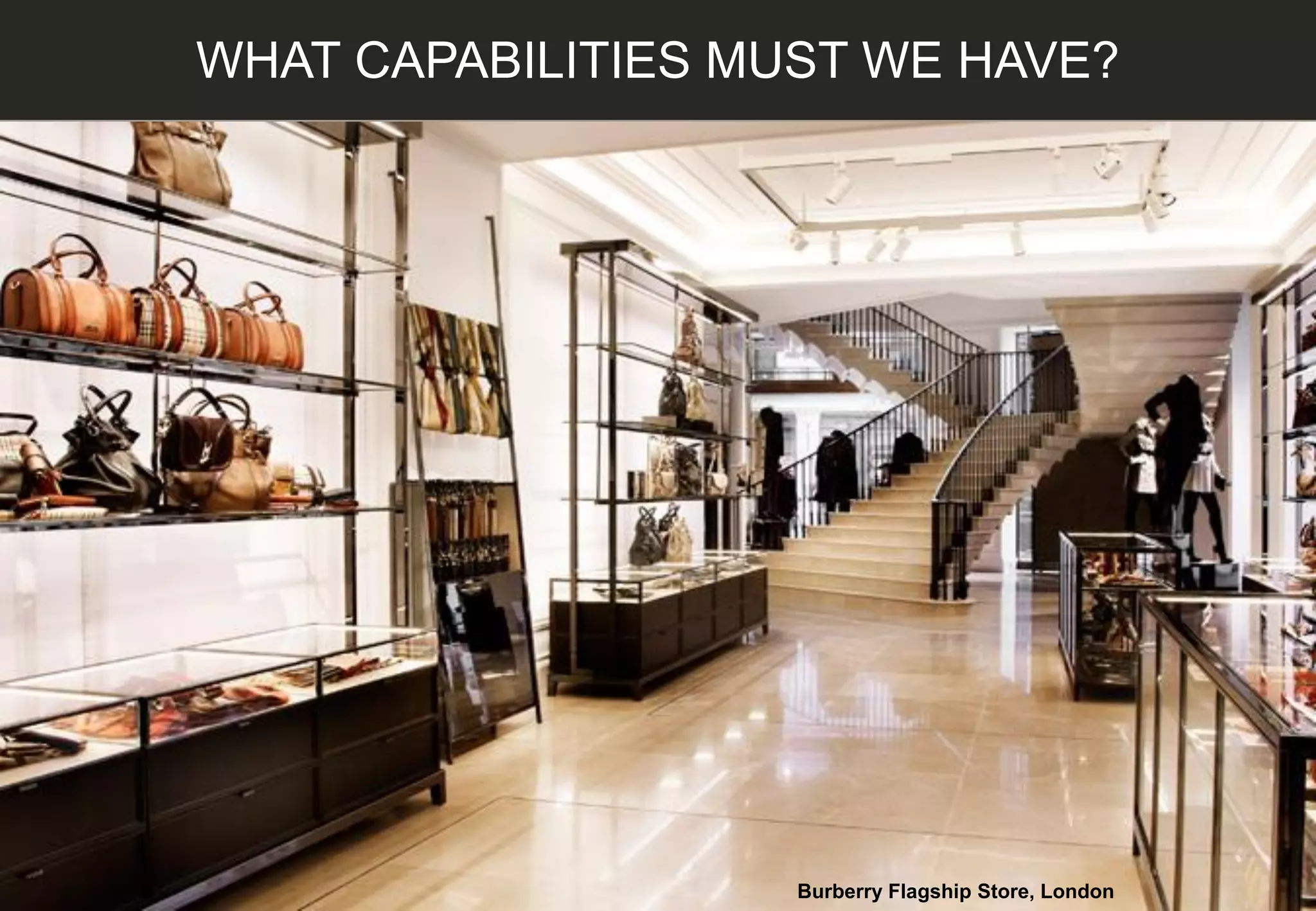 WHAT CAPABILITIES MUST WE HAVE?
Burberry Flagship Store, London
 