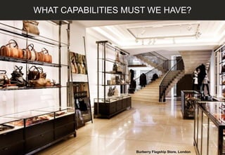 WHAT CAPABILITIES MUST WE HAVE?
Burberry Flagship Store, London
 