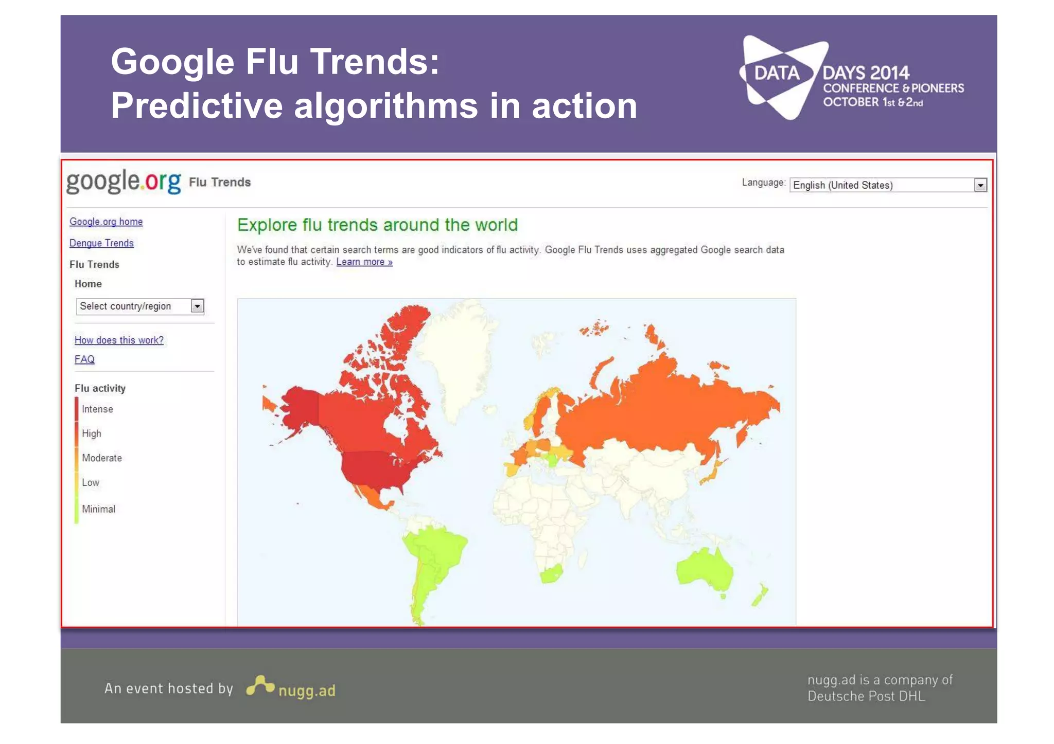 Google Flu Trends: 
Predictive algorithms in action 
Prof. Dr. Richard Rogers, University of Amsterdam 
 