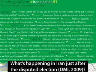 What’s happening in Iran just after
the disputed election (DMI, 2009)?

 