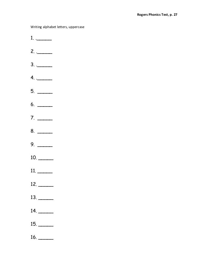 rogers phonics test
