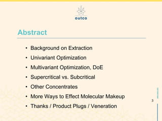 Cannabis Cultivation Conference: Extraction Optimization | PPTX