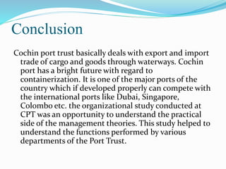 Rohan organiations study at cochin port trust | PPTX