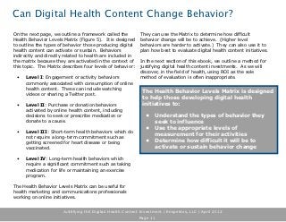 Can Digital Health Content Change Behavior?
On the next page, we outline a framework called the         They can use the M...