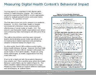 Measuring Digital Health Content's Behavioral Impact

You may agree it is important to link digital health
content to heal...