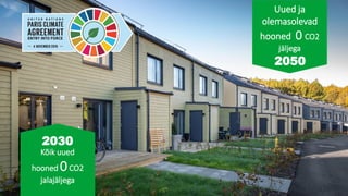 Kõik uued
hooned 0CO2
jalajäljega
Uued ja
olemasolevad
hooned 0 CO2
jäljega
2030
2050
 