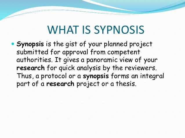 what is the difference between research proposal and synopsis