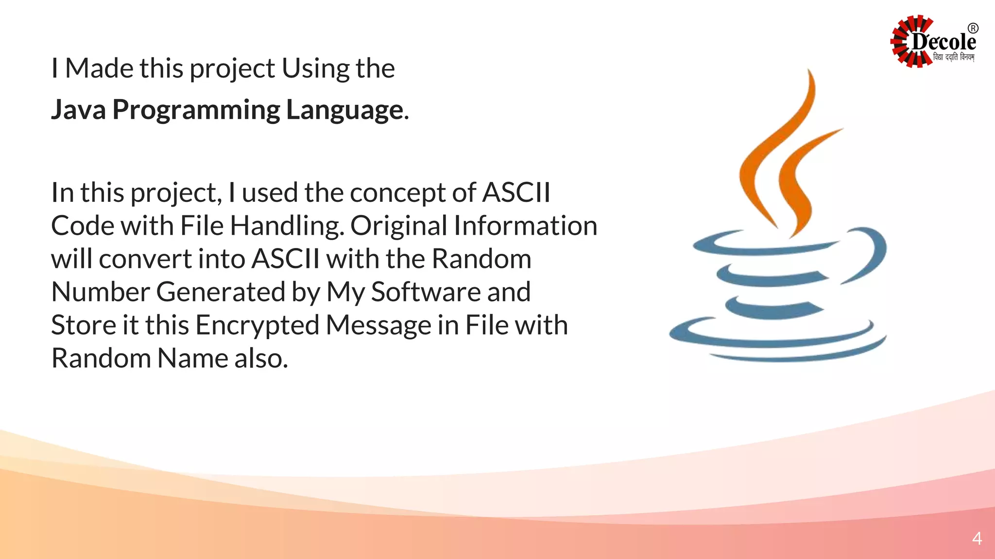 Encryption and Decryption Project on Java Language | PPT