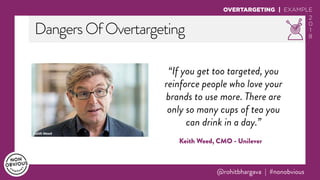 @rohitbhargava | #nonobvious
OVERTARGETING | EXAMPLE
2
0
1
8
DangersOfOvertargeting
“If you get too targeted, you
reinforc...