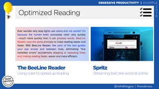 @rohitbhargava | #nonobvious@rohitbhargava | #nonobvious
OBSESSIVE PRODUCTIVITY | EXAMPLE
2
0
1
6
Optimized Reading
The Be...