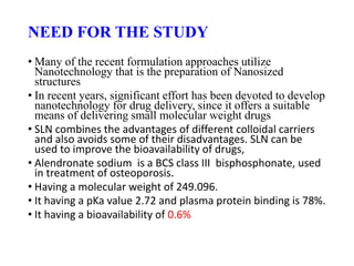 Solid Lipid Nano particles of Alendronate Sodium | PPTX