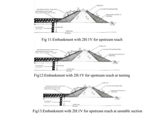 Fig 11:Embankment with 2H:1V for upstream reach
Fig12:Embankment with 2H:1V for upstream reach at turning
Fig13:Embankment with 2H:1V for upstream reach at unstable section
 