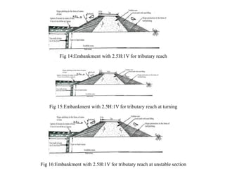 Fig 14:Embankment with 2.5H:1V for tributary reach
Fig 15:Embankment with 2.5H:1V for tributary reach at turning
Fig 16:Embankment with 2.5H:1V for tributary reach at unstable section
 