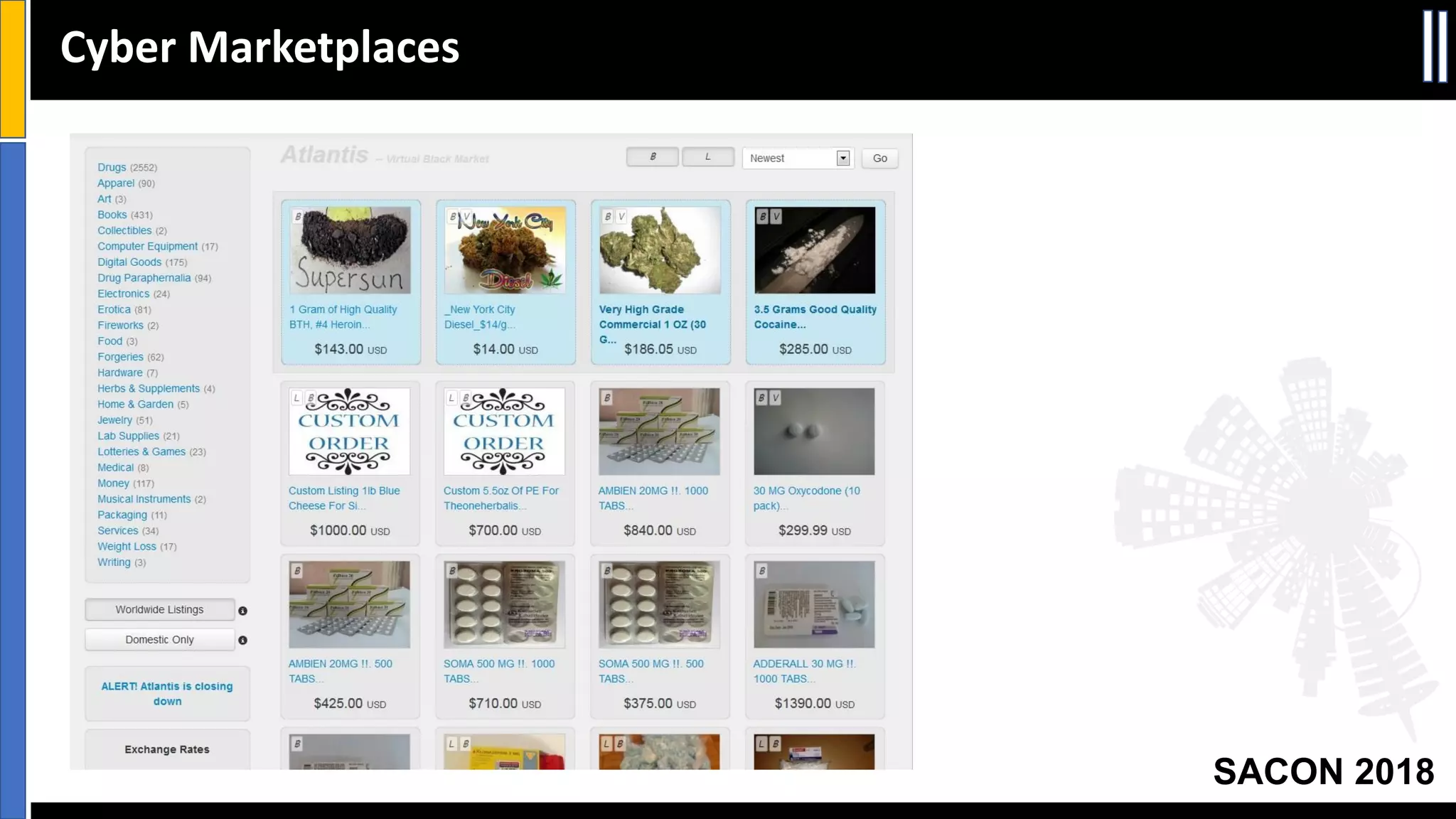 SACON 2018
Cyber Marketplaces
 