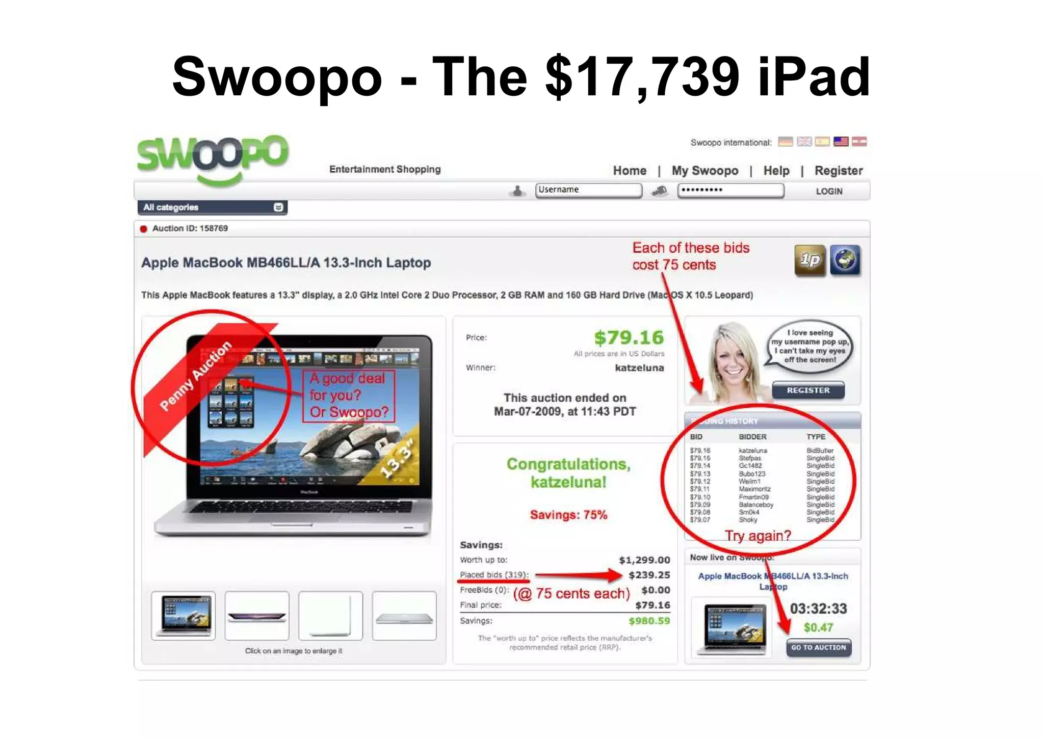 Swoopo - The $17,739 iPad
 