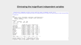 Eliminating the insignificant independent variables
 