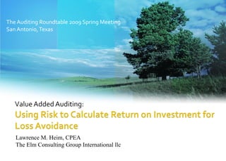 The Auditing Roundtable 2009 Spring Meeting San Antonio, Texas Lawrence M. Heim, CPEA The Elm Consulting Group International llc 