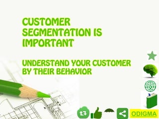 CUSTOMER
SEGMENTATION IS
IMPORTANT
UNDERSTAND YOUR CUSTOMER
BY THEIR BEHAVIOR

ODIGMA

 
