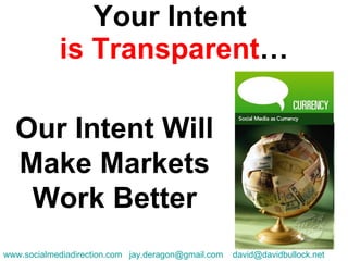 Your Intent  is Transparent … Our Intent Will Make Markets Work Better www.socialmediadirection.com   [email_address]   [email_address] 