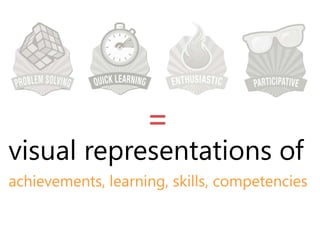 visual representations of
achievements, learning, skills, competencies
=
 