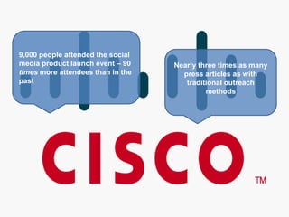 9,000 people attended the social media product launch event – 90 times more attendees than in the pastNearly three times as many press articles as with traditional outreach methods