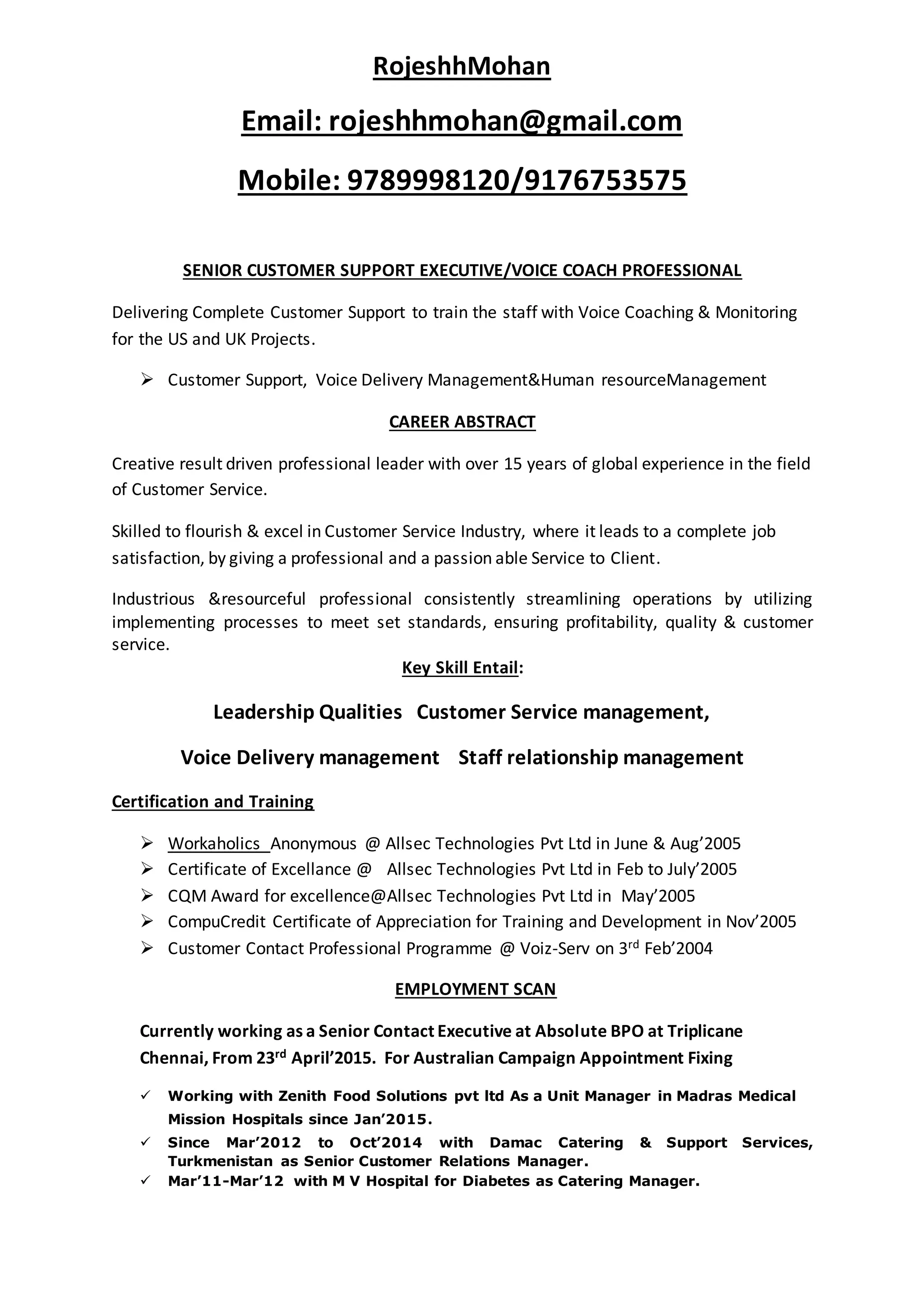 Rojeshh Mohan Bpo Cv PDF rojeshh-mohan-bpo-cv-pdf