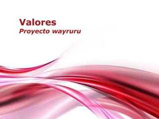 Valores Proyecto wayruru 