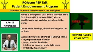 Epic Rabies Mar ROJoson PEP Talk: RABIES AWARENESS | PPTX