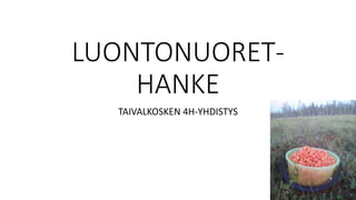 LUONTONUORET-
HANKE
TAIVALKOSKEN 4H-YHDISTYS
 