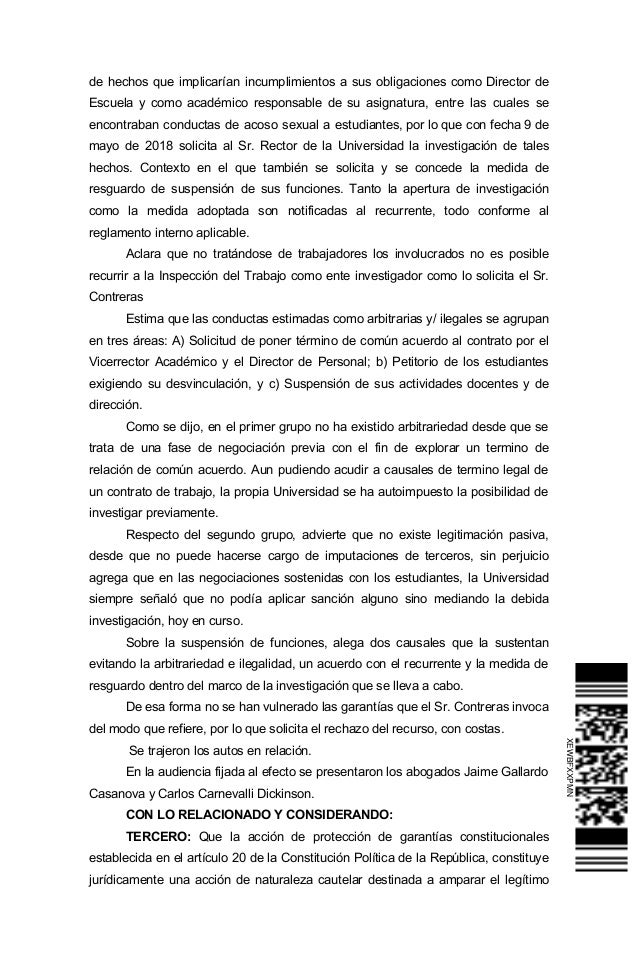 Fallo Corte de Apelaciones de Valdivia por recurso de 