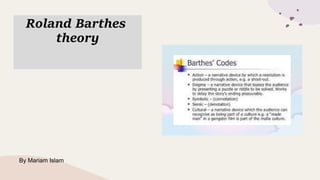 Roland Barthes
theory
By Mariam Islam
 
