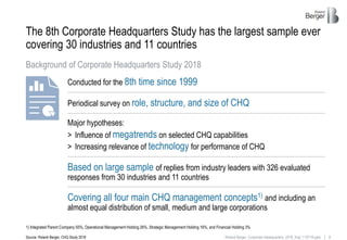 8
Roland Berger_Corporate Headquarters_2018_final_110718.pptx
The 8th Corporate Headquarters Study has the largest sample ...