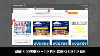 WhatRunsWhere– top publishersfor top ads
 
