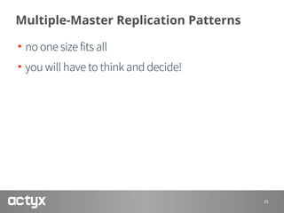 Multiple-Master Replication Patterns
• no one size fits all
• you will have to think and decide!
25
 