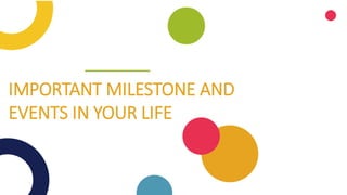 IMPORTANT MILESTONE AND
EVENTS IN YOUR LIFE
 
