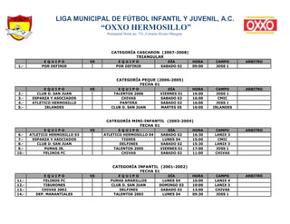 LIGA MUNICIPAL DE FÚTBOL INFANTIL Y JUVENIL, A.C.
                                     “OXXO HERMOSILLO”
                 ...