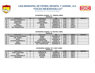 LIGA MUNICIPAL DE FÚTBOL INFANTIL Y JUVENIL, A.C.
                                     “OXXO HERMOSILLO”
                 ...