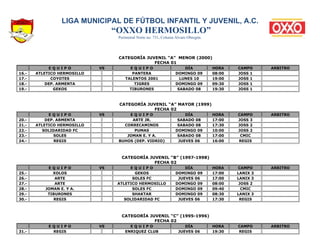 LIGA MUNICIPAL DE FÚTBOL INFANTIL Y JUVENIL, A.C.
                                  “OXXO HERMOSILLO”
                    ...