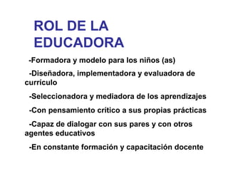 Rol de la educadora y asistente | PPT