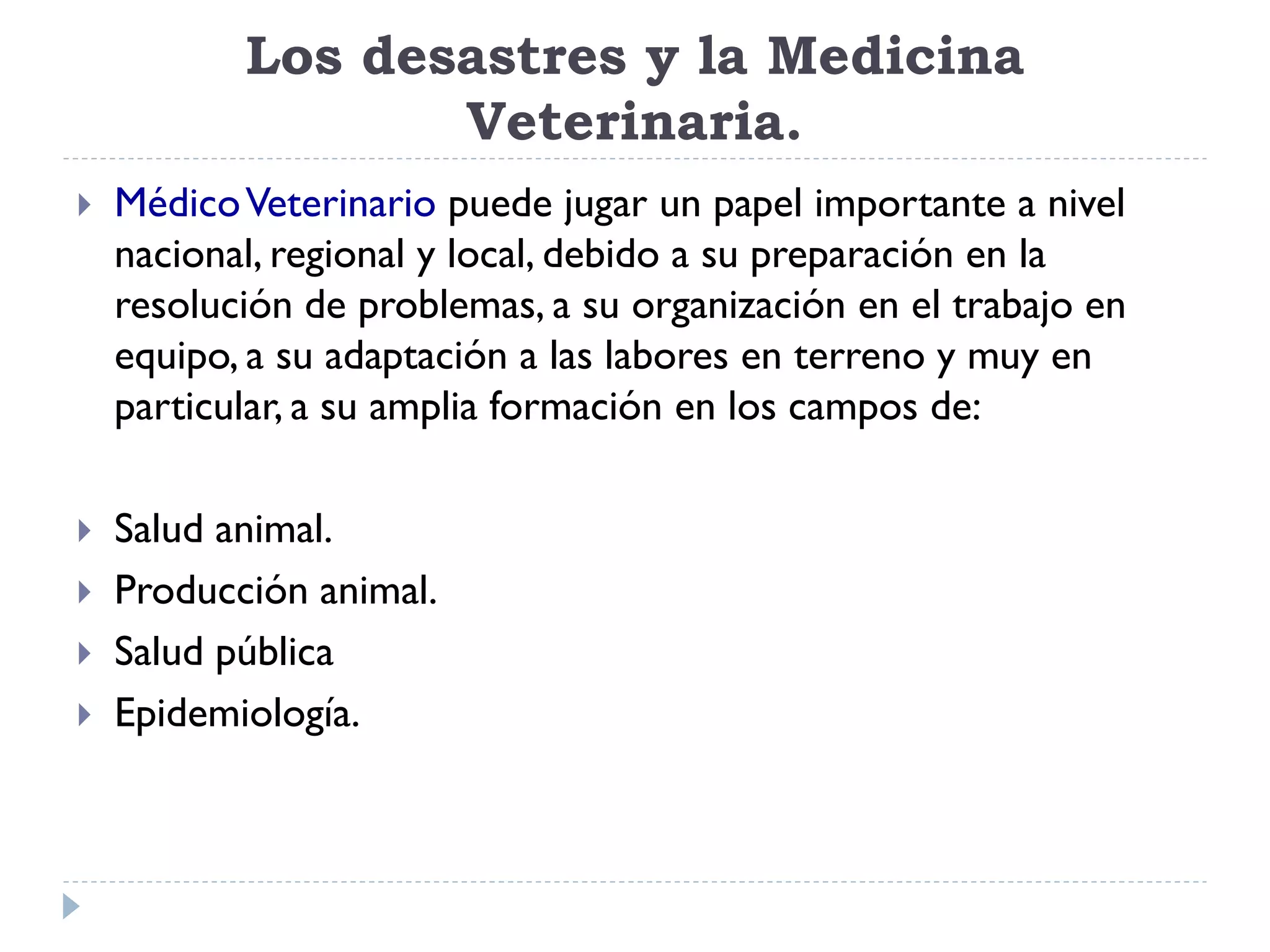 Rol del medico veterinario en desastres naturales | PDF