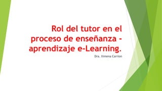 Rol del tutor en el
proceso de enseñanza -
aprendizaje e-Learning.
Dra. Ximena Carrion
 