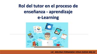 LIC. MILENA FERNANDA VEGA OJEDA MG.SC.
Rol del tutor en el proceso de
enseñanza - aprendizaje
e-Learning
 