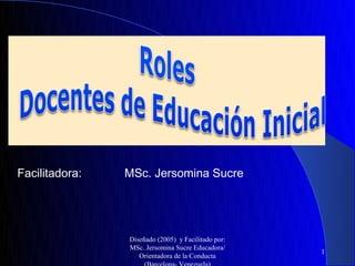 Facilitadora:   MSc. Jersomina Sucre




                Diseñado (2005) y Facilitado por:
                MSc. Jersomina Sucre Educadora/
                                                    1
                   Orientadora de la Conducta
 