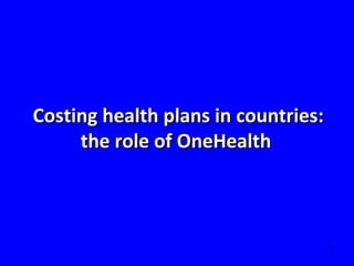 Costing health plans in countries:
the role of OneHealth

1

 