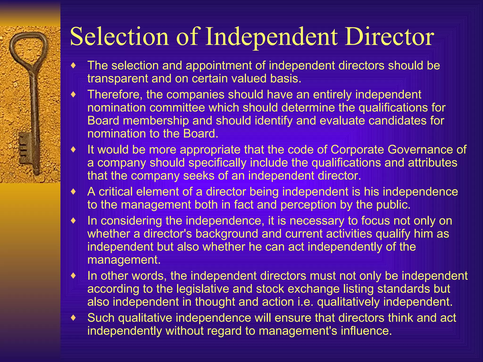 Role And Responsibilities Of Independent Directors | PPT